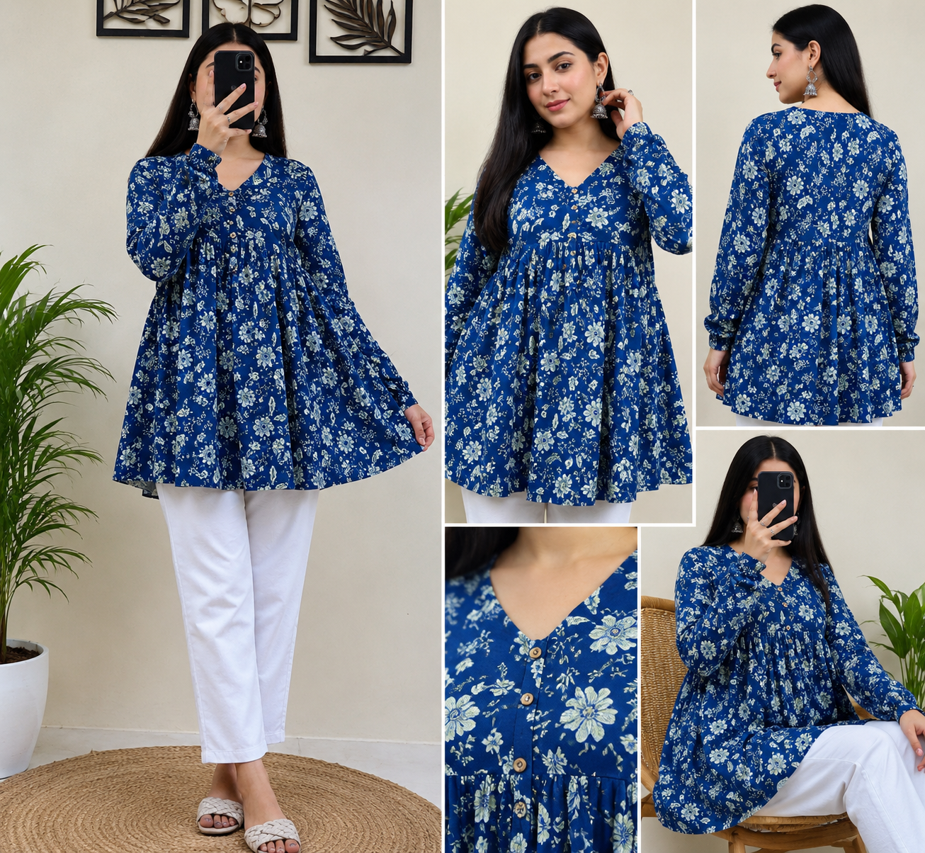 Women Floral Printed Flared Rayon Short Kurti | Casual Daily Wear Tunic Top