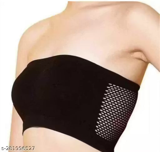 Women Strapless Tube Bra | Non-Padded Cotton Blend Bandeau Bra