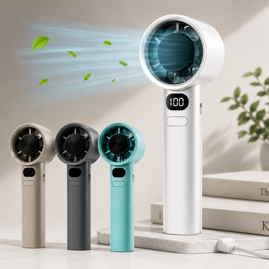 Portable Mini Fan with LED Display | Rechargeable Handheld Cooling Fan for Travel, Office & Outdoor Use