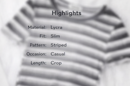 Women’s Ribbed Striped Crop Top – Slim Fit Casual Tee