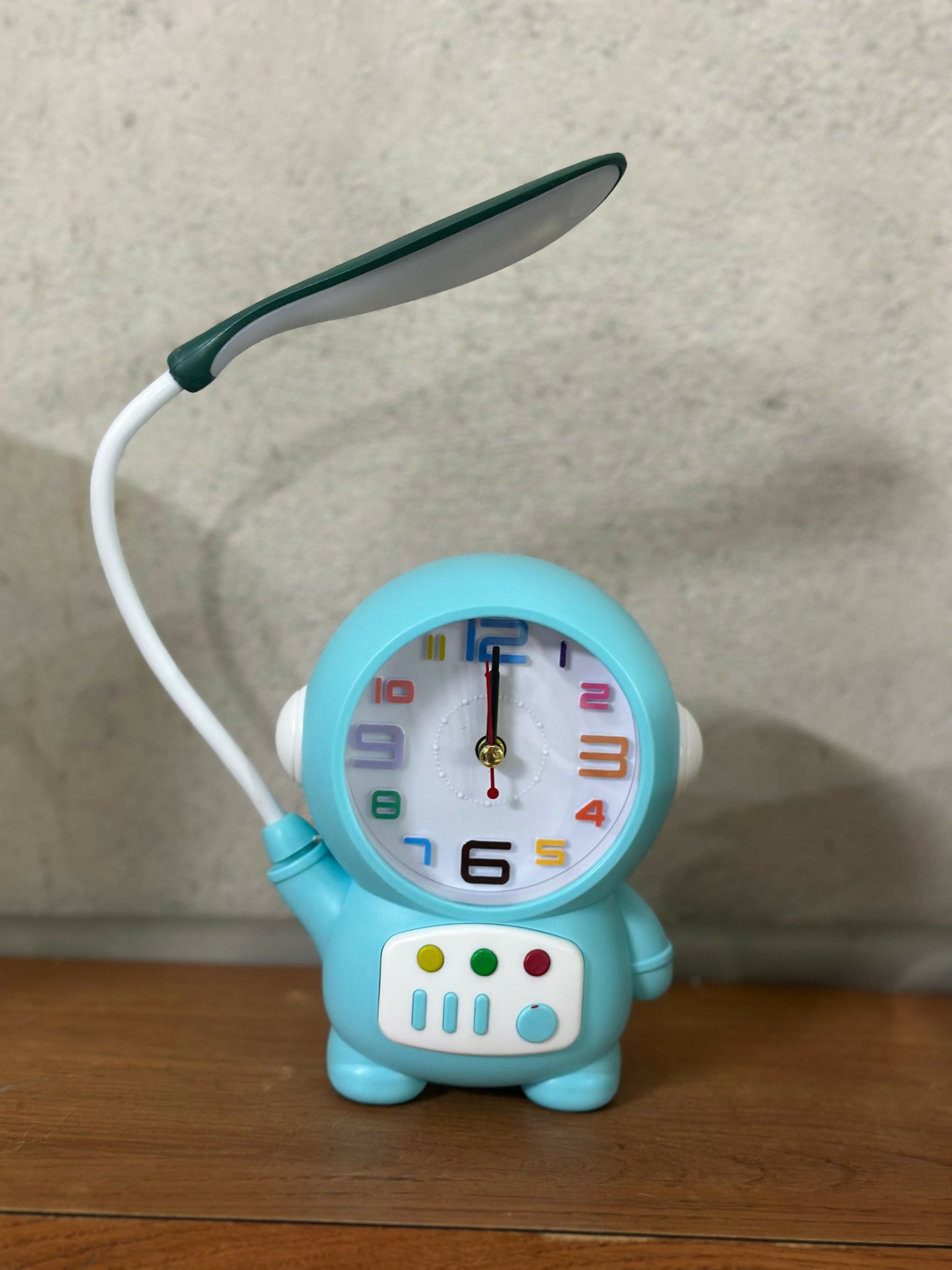 Astronaut Table Lamp with Clock for Kids Study Desk & Bedroom