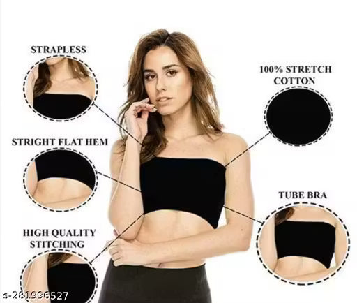 Women Strapless Tube Bra | Non-Padded Cotton Blend Bandeau Bra