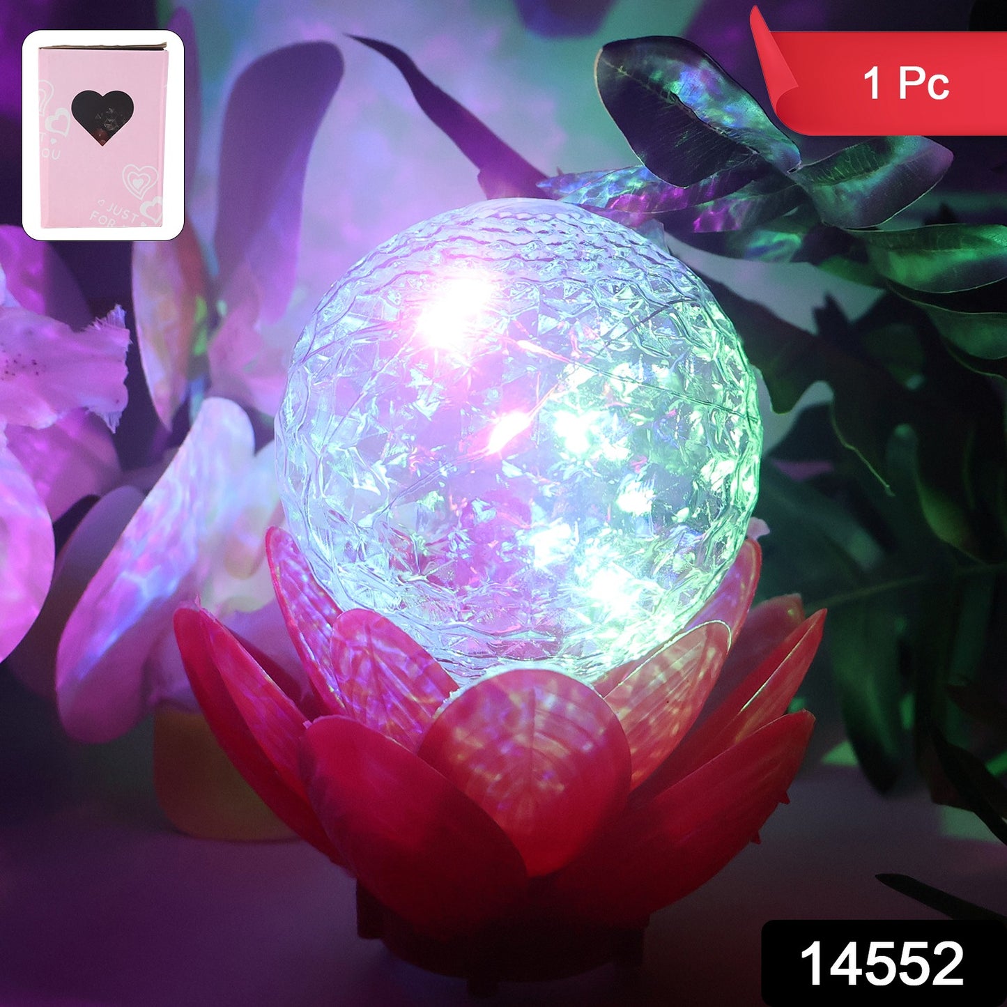 Crystal Ball Lotus Led Decorative Light (1 Pc)